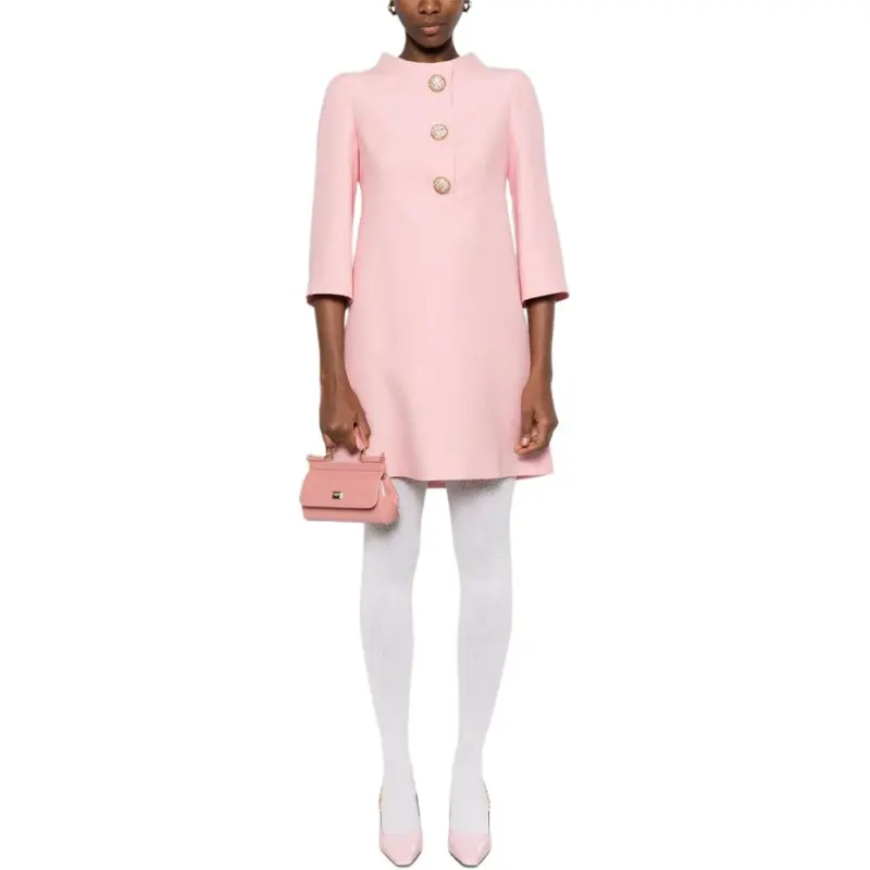 Valentino Button Detailed Crewneck Dress-2