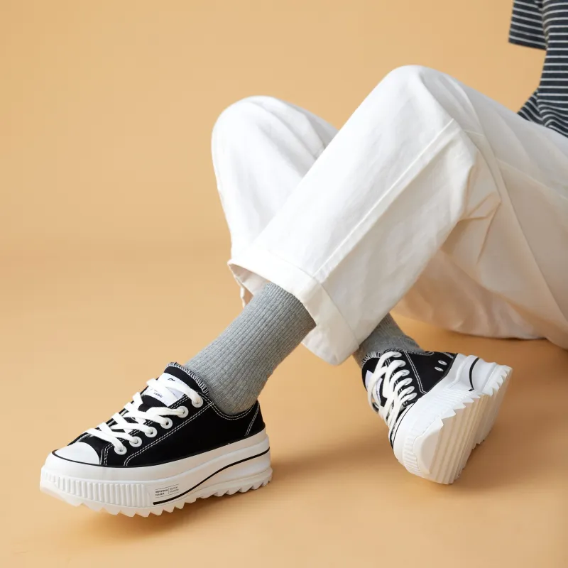Excelsior Canvas Shoes Unisex Low Top Obsidian Black/White-8