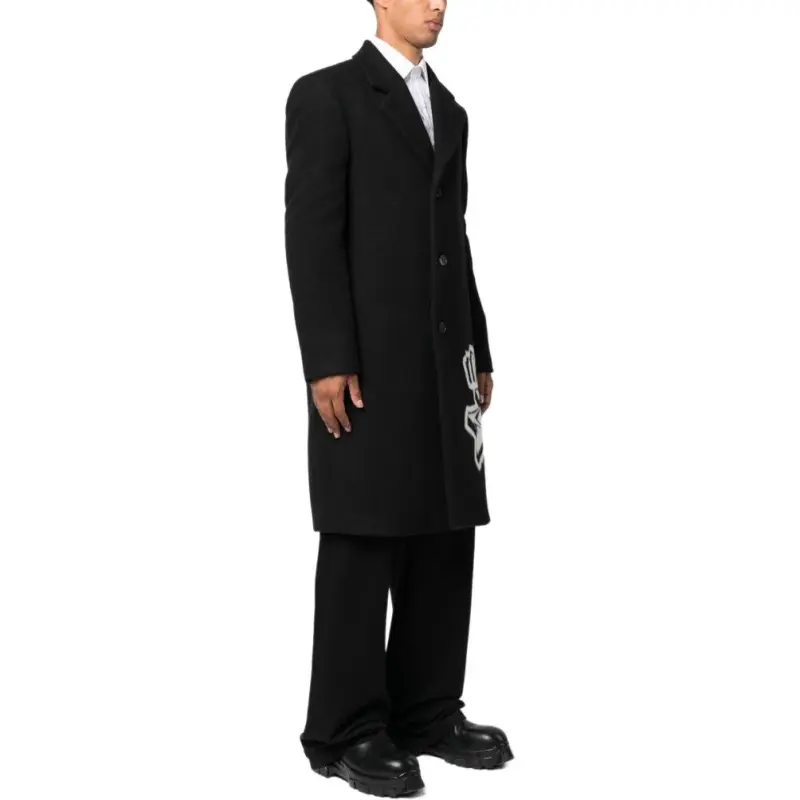 OFF WHITE Graphic Printed Single Breasted Coat-3