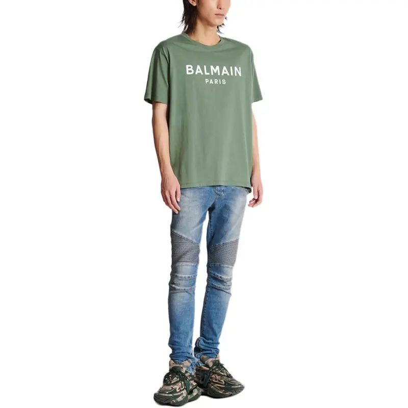 BALMAIN Logo Printed Crewneck T Shirt-2