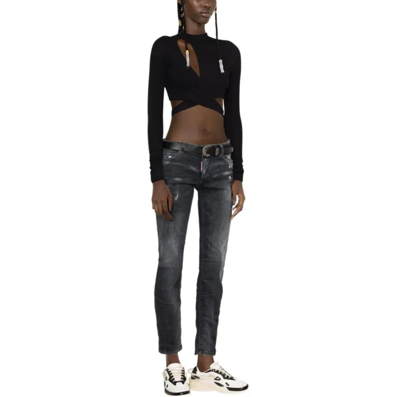 DSQUARED 2 Jennifer Straight-Leg Distressed Skinny Jeans-3