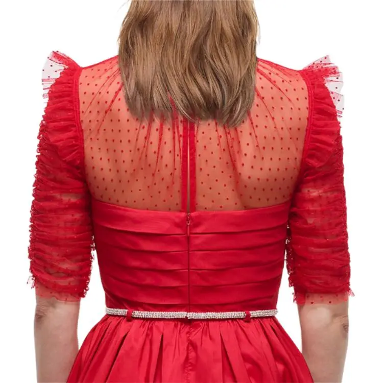 Self portrait FW21 Short Sleeved Dress Women's France Red-3