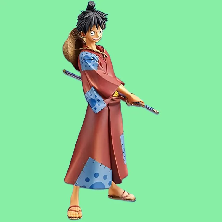 BANPRESTO Monkey D. Luffy Glass Factory One Piece Flame Bondage Ace+Samurai Set 16cm Scale Figures-3
