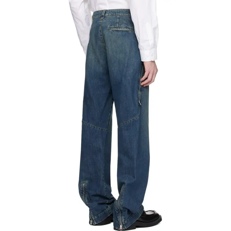 MM6 Maison Margiela Zip Detailed Wide Leg Jeans-4