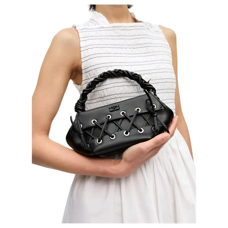 GANNI Calfskin One Shoulder Handbags Women's Black-4