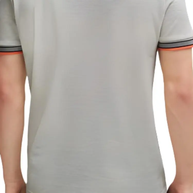 HUGO BOSS Cotton Polo Shirt With Contrast Logo Details Polo Shirt Men's Light Gray-5