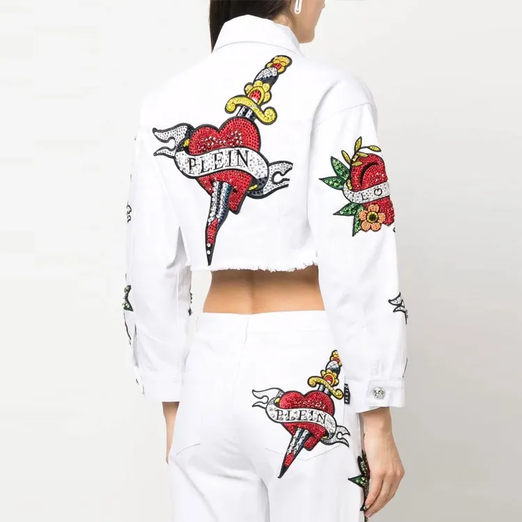 PHILIPP PLEIN Cropped Love Denim Jacket-2