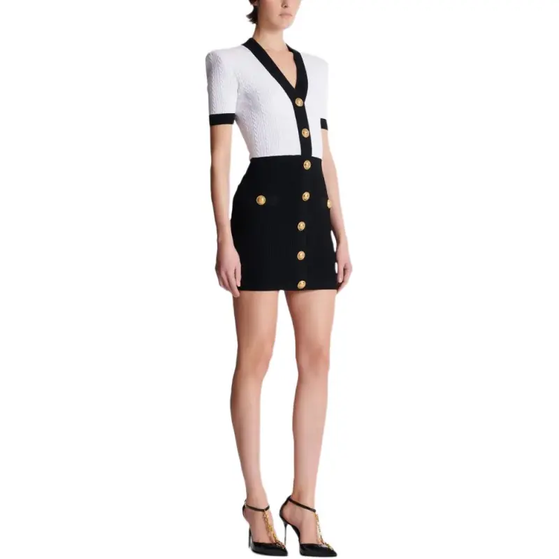 BALMAIN SS25 Short Sleeved Dress Women's White-5