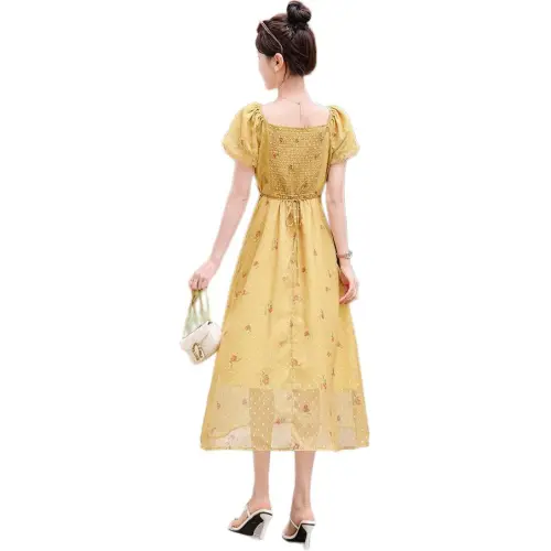 Fele.d Short Sleeved Dress Women's Yellow
