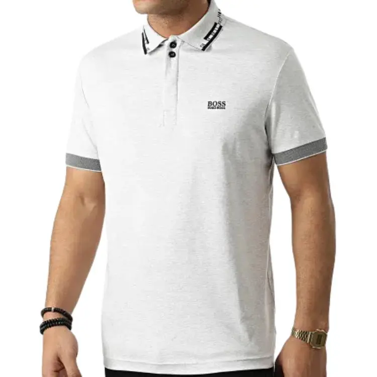 HUGO BOSS Short Sleeved Polo Shirt Men's Gray-2