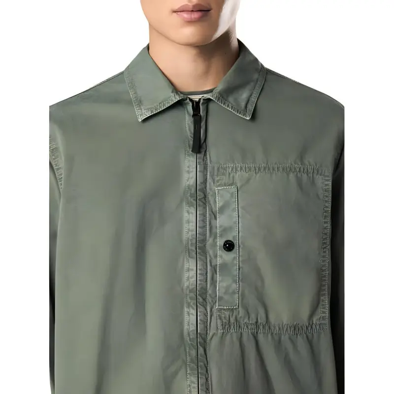 STONE ISLAND Compass Patch Zip Up Shirt Jacket-3