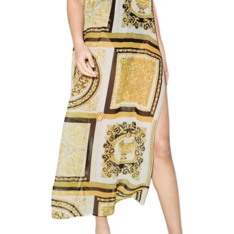 VERSACE SS22 Sleeveless Dress Women's Yellow-2