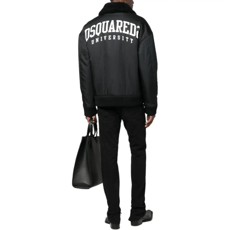 DSQUARED 2 Logo Printed Zip Up Bomber Jacket-3