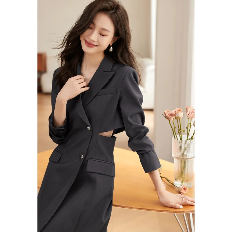 Mo Han Yi Mei Long Sleeved Dresses Women's Dark Gray-3