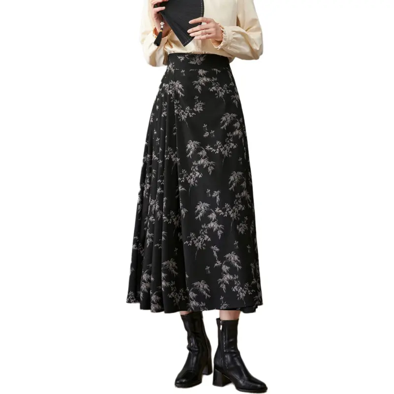 YALIDA Casual Long Skirts Women's Black-1