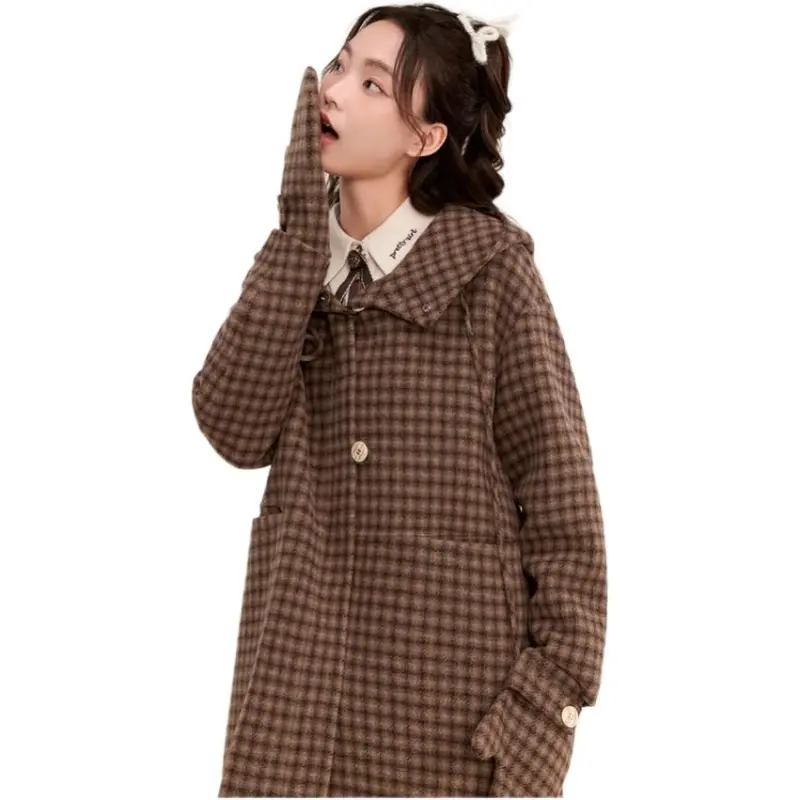 ZIHAN Coat Women's Coffee Plaid-1
