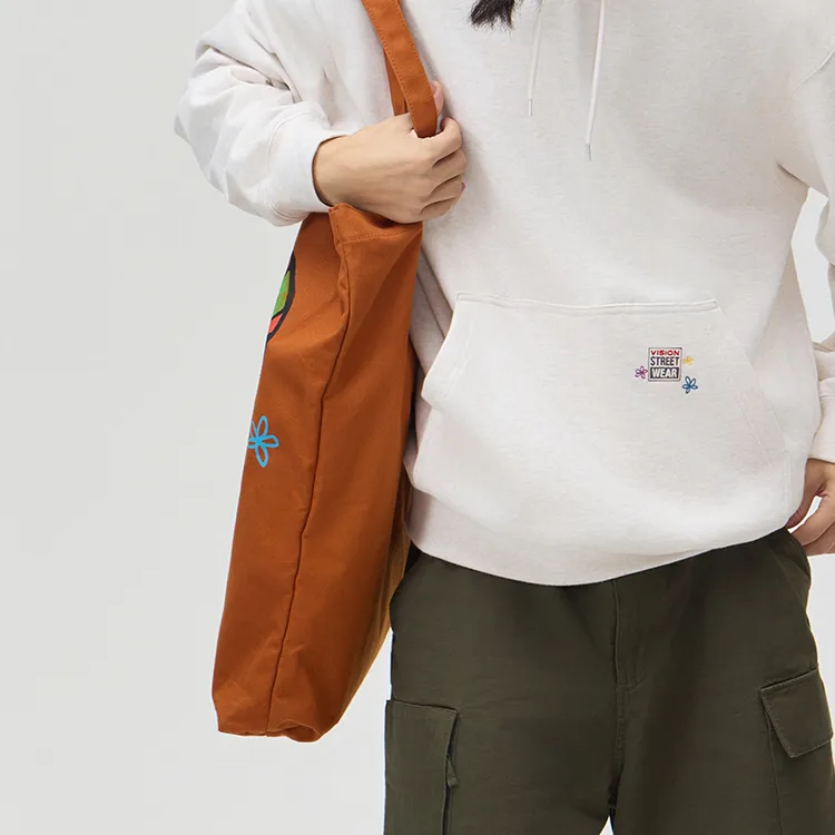 Vision Street Wear × Mark Oblow Canvas Canvas Bag Handbags Regular Unisex Ecru/Orange Red-6