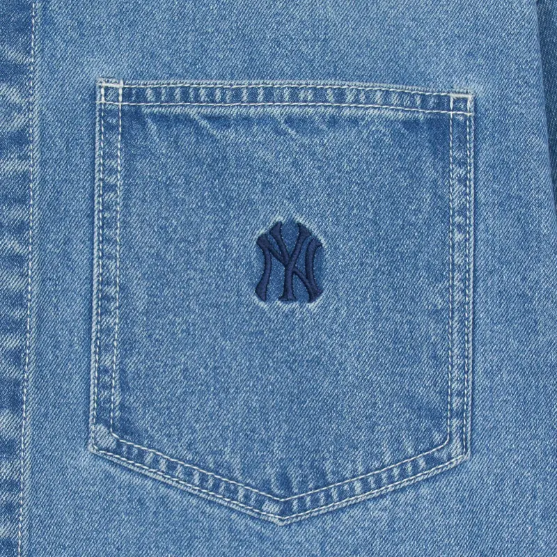 MLB New York Yankees Denim Jacket Unisex Light Blue-3