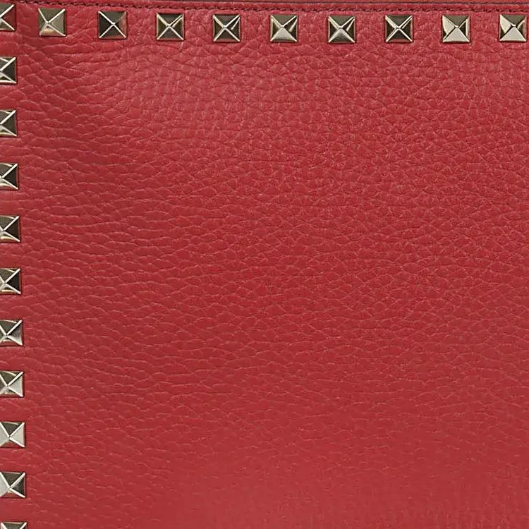 Valentino Rockstud Leather Clutch Women's Red-2