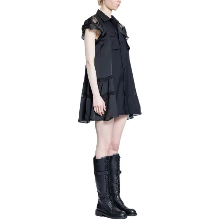 Sacai Short Sleeved Flared Mini Dress-3