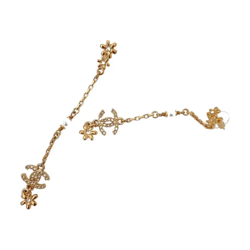 CHANEL Metal Drop Earrings Women's Gold-1