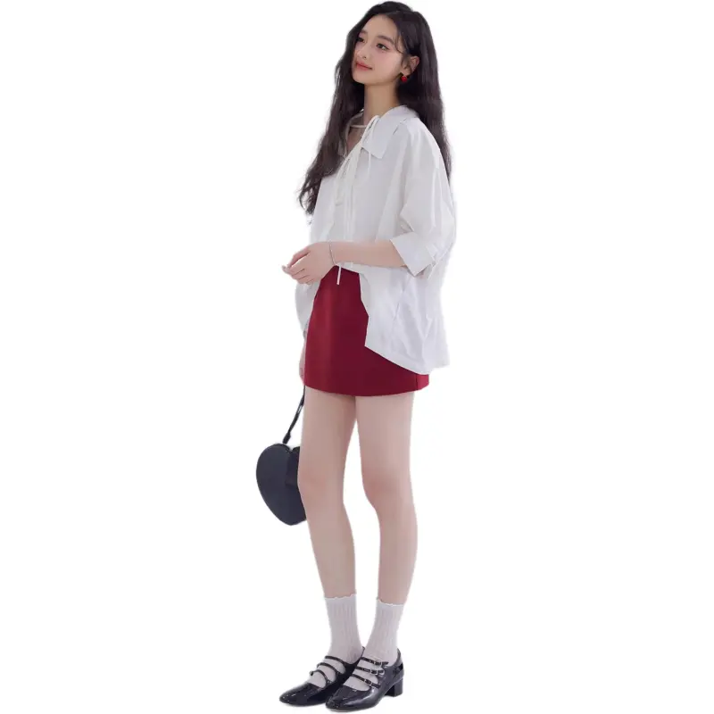 DEAR DEER PUFF Casual Short Skirts Women's Red-3