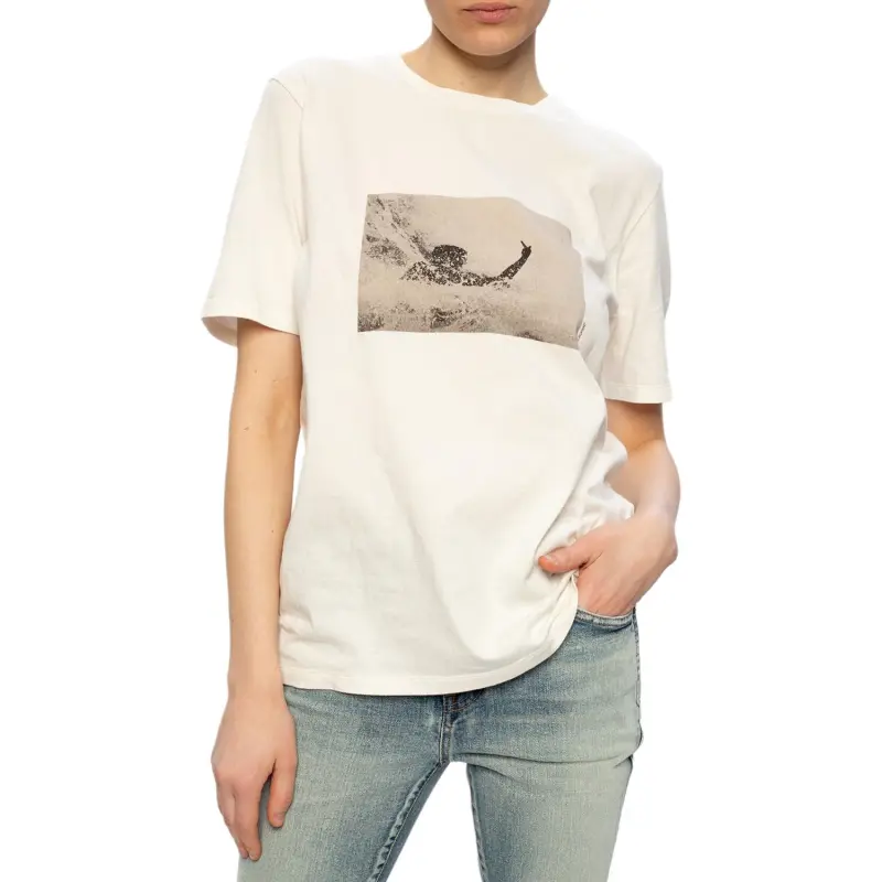 SAINT LAURENT T Shirt Women's Beige Yellow-2