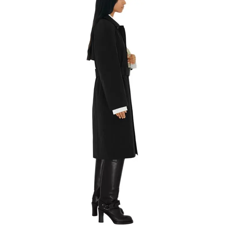 Burberry Long Nylon Cotton Padded Car Coat Women's Black-3