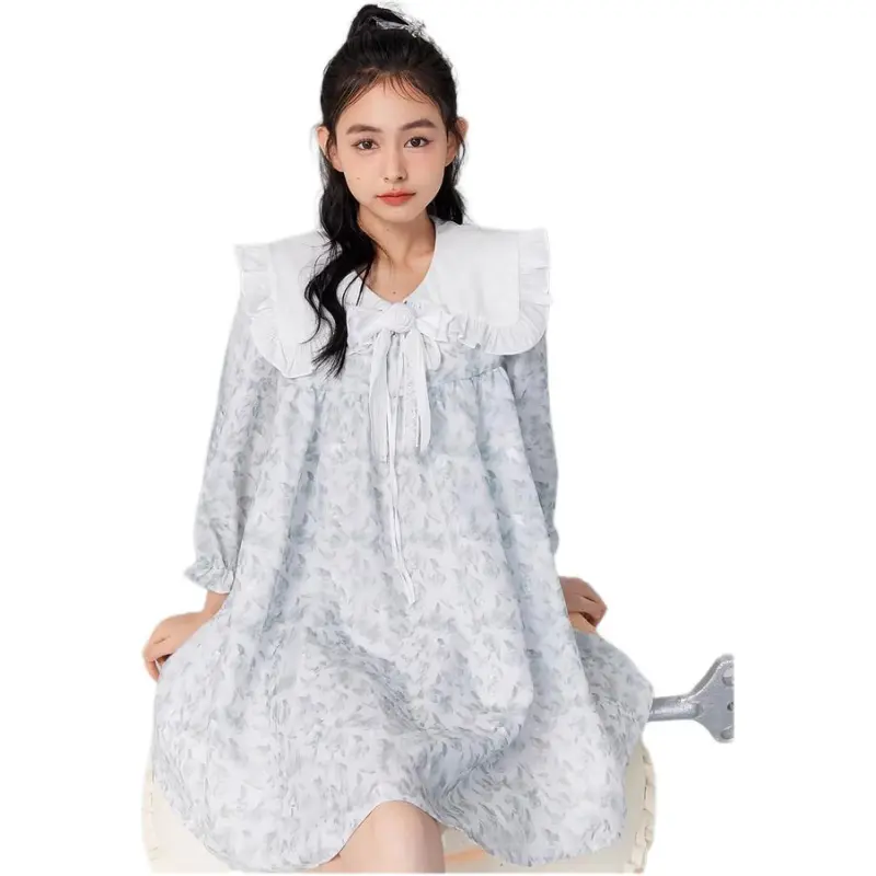 ZIHAN Long Sleeved Dress Women's Sky Blue-5
