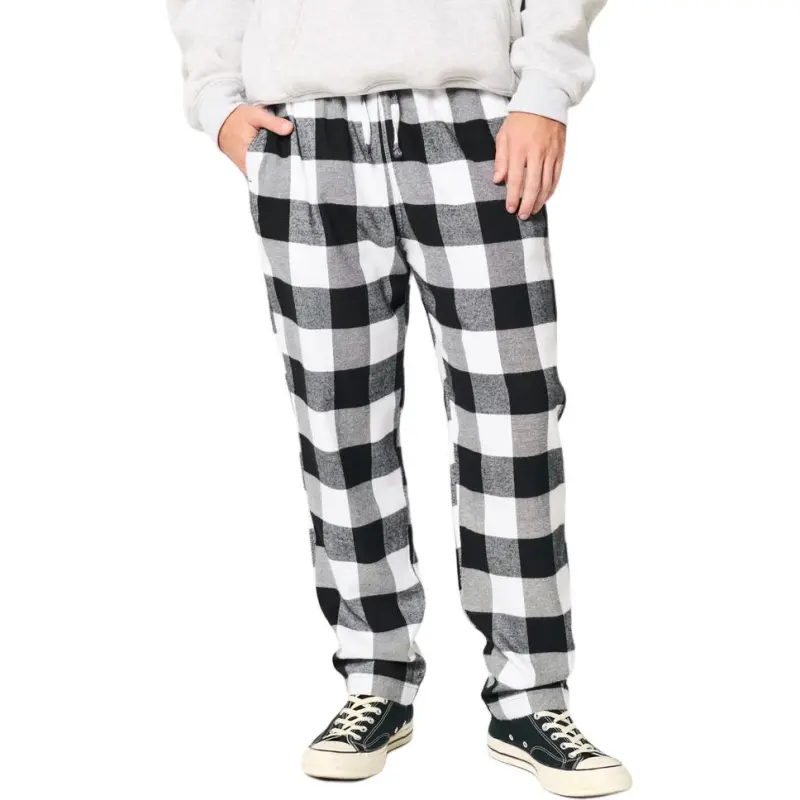 Hollister Pajama Pants Men's Black Plaid-1