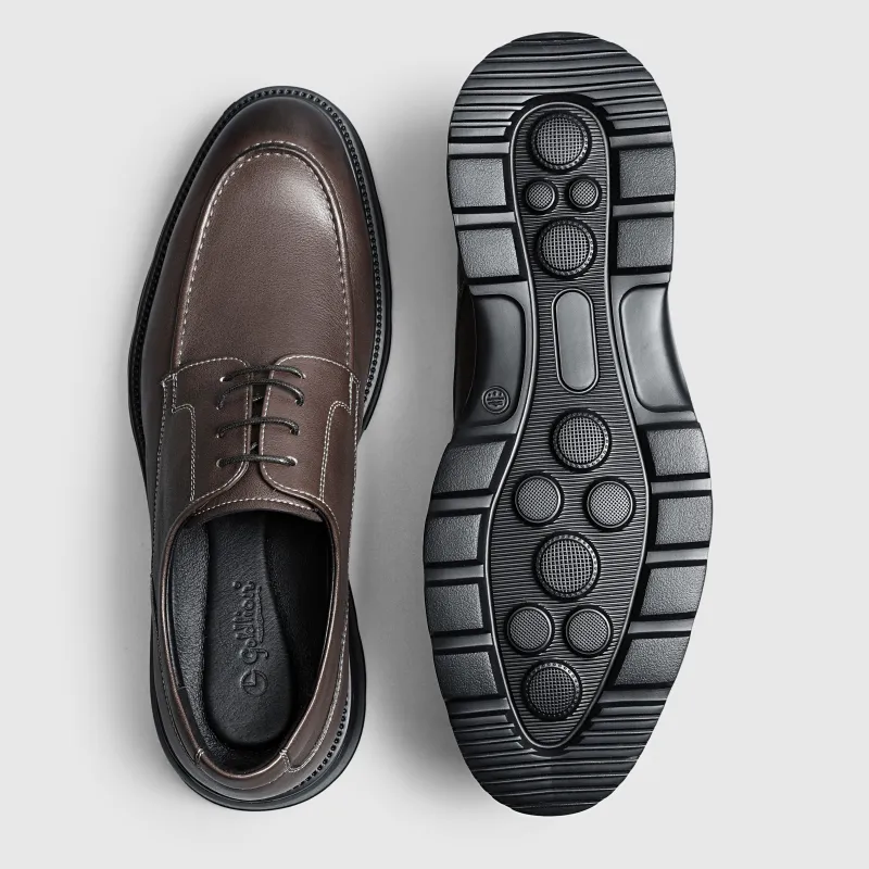 GOLDLION Dress Shoes Men's Light Coffee-5