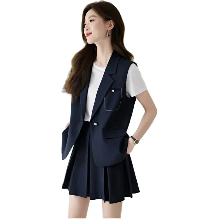 Mo Han Yi Mei Skirt Set Women's Navy Blue-2