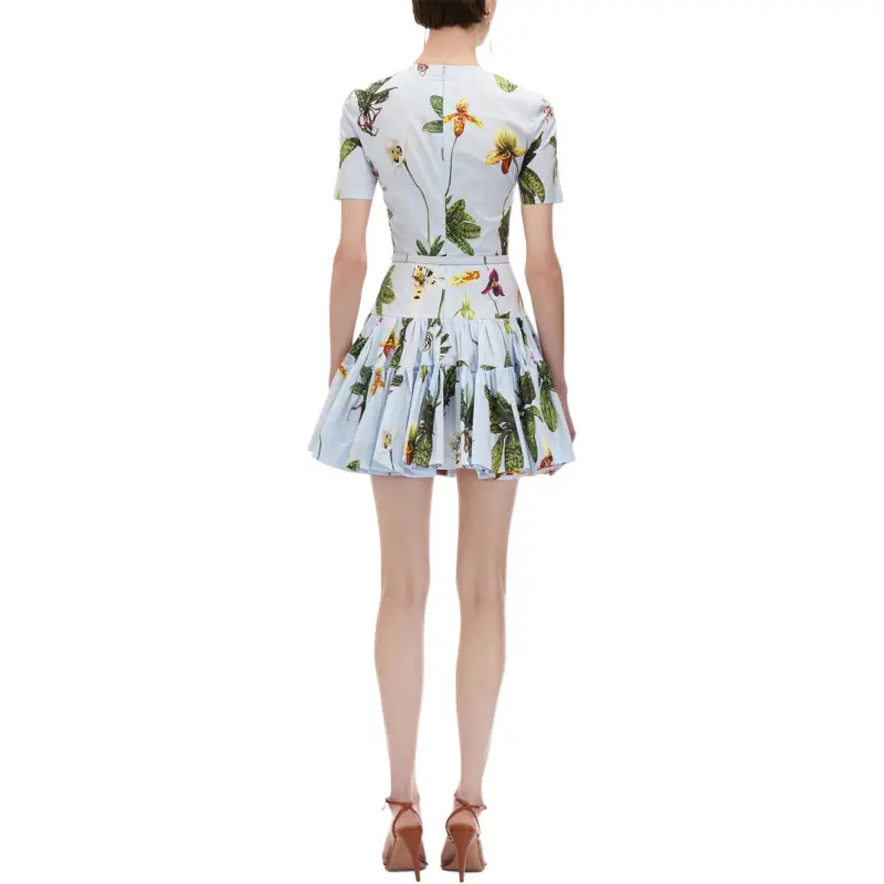 Oscar De La Renta Orchid Cotton Poplin Mini Dress-2