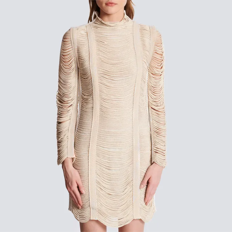 BALMAIN Long-Sleeved Dresses Women's Beige-1