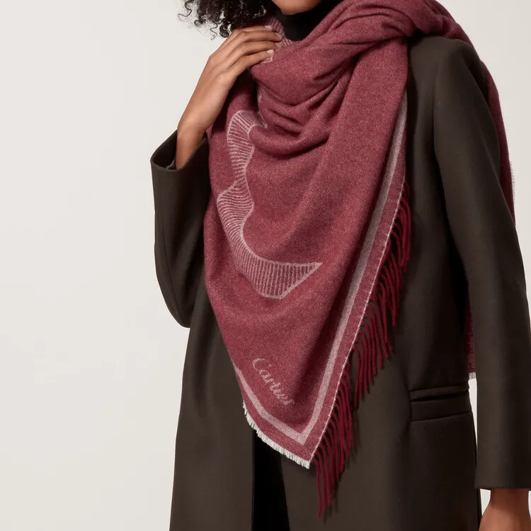 CARTIER Cashmere Shawls Women's Red-3