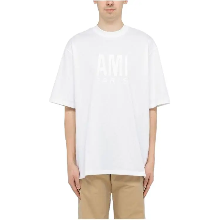 AMI Paris Embroidered-logo Organic Cotton T-shirt-3