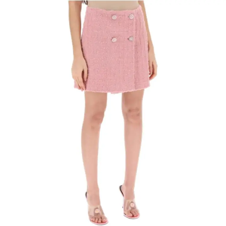 VERSACE High Waist Tweed Mini Skirt-2