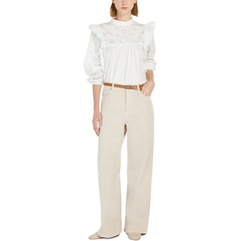 WEEKEND MaxMara Embroidered Ruffled Blouse-2