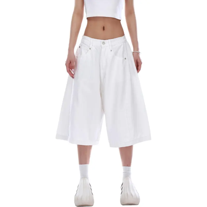 VINMUK Denim Shorts Unisex White-3