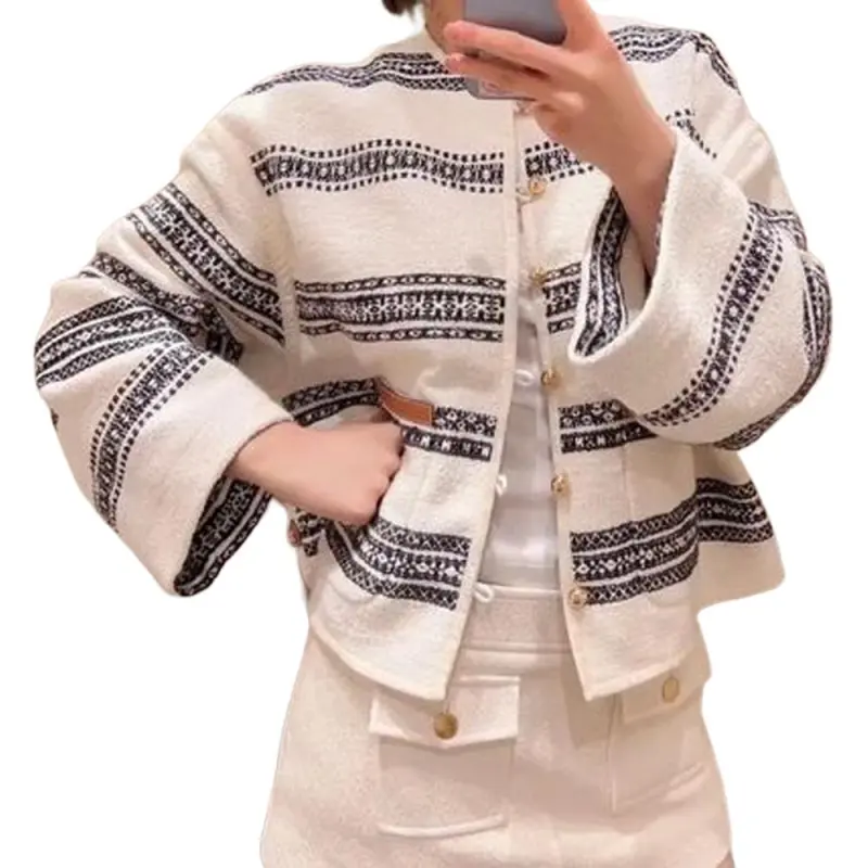 CELINE Baja Cardigan In Striped Tweed-3