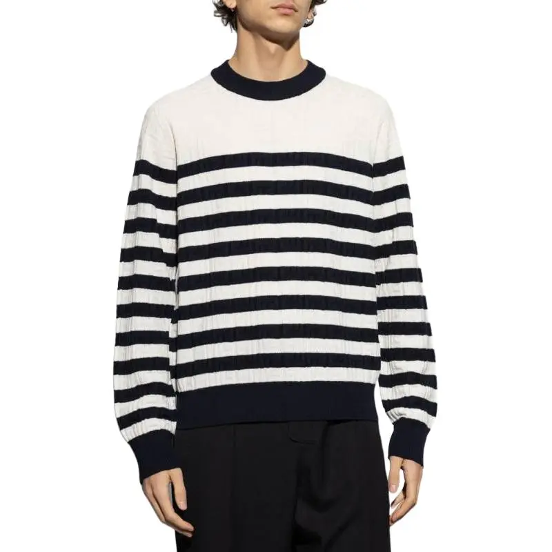 BALMAIN Striped Crewneck Knit Sweater-2