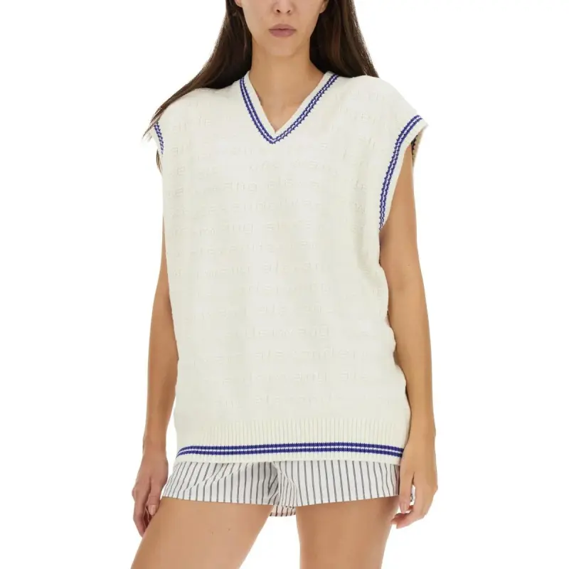 Alexander Wang Logo Detailed V-Neck Vest-3