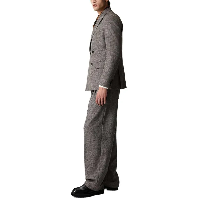 H&M Suit Trouser Men's Dark Beige Gray-1