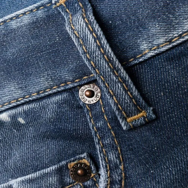 DSQUARED 2 Logo Patch Distressed Slim Cut Jeans-6