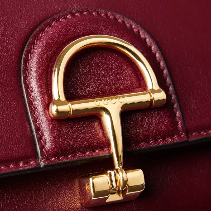 GUCCI Smooth Leather Handbag Regular Women's Red-6