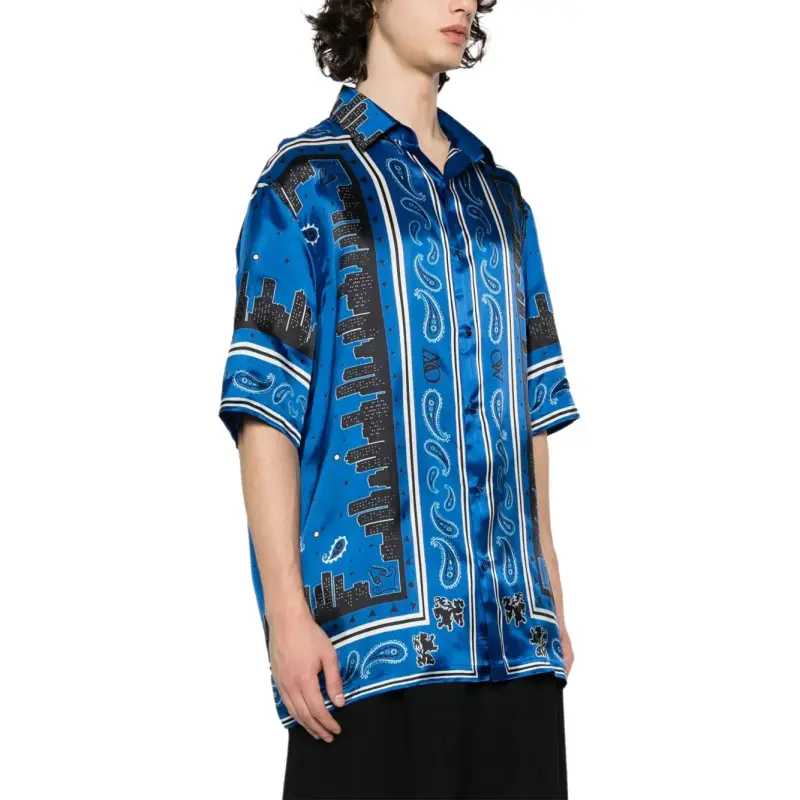 OFF WHITE Bandana Printed Straight Hem Shirt-3