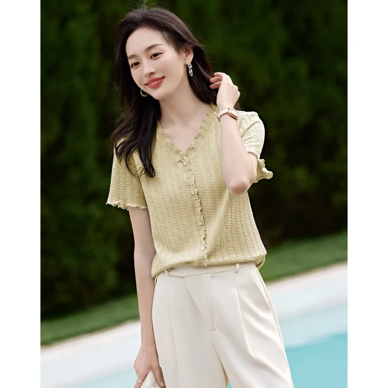 Mo Han Yi Mei T Shirt Women's Mustard Yellow-3