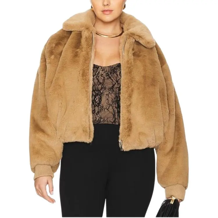 GOOD AMERICAN Velvet feel Coat Women's Brown-1