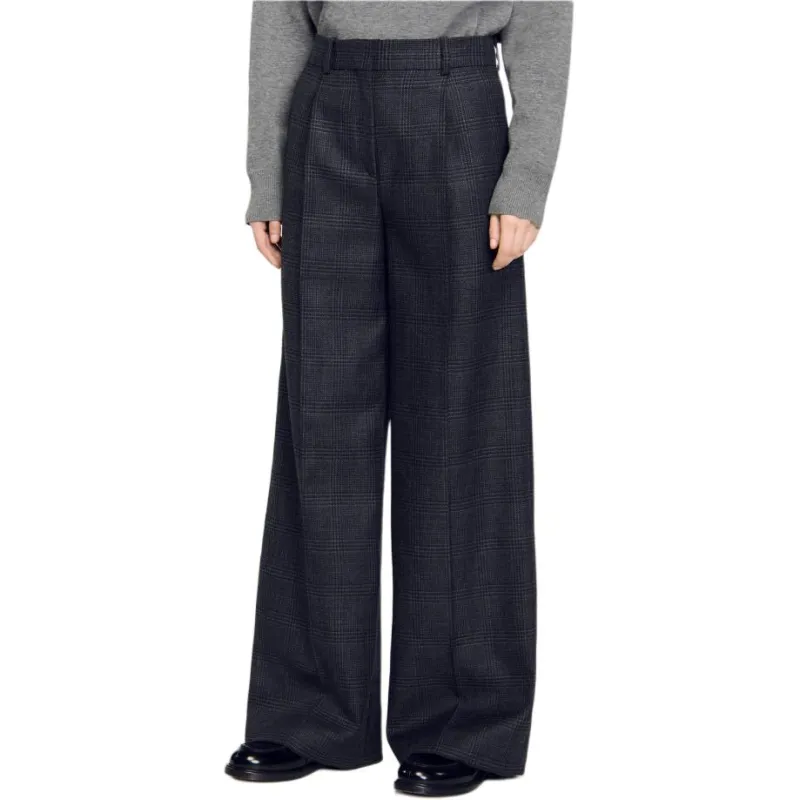Sandro Checked Suit Trousers-1