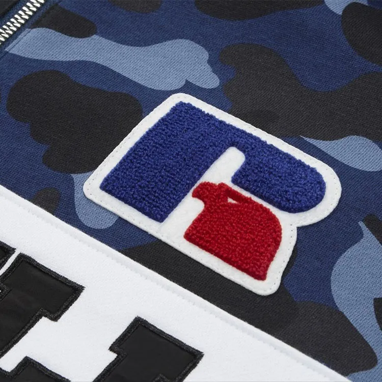 Bape X Russell Color Camo Ape Half Zip Pullover Hoodie-2